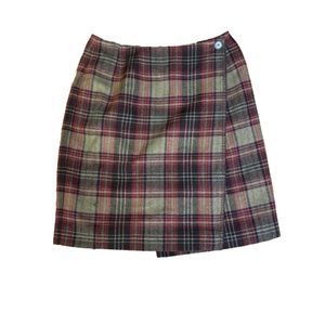 HERMAN Geist Wool Blend Plaid Wrap Skirt